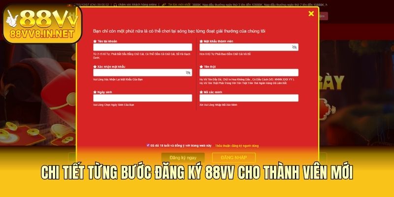 Chi tiết từng bước đăng ký 88vv cho thành viên mới